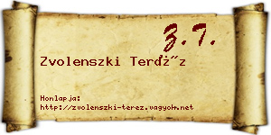 Zvolenszki Teréz névjegykártya